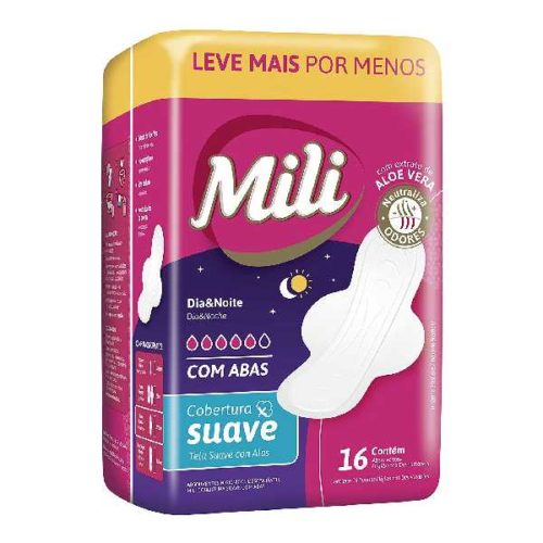 absorvente mili dia e noite suave com abas